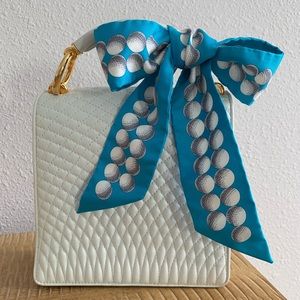 Hermès blue and white golf twilly scarf